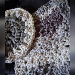 Handmade Crochet Cotton Wash Cloth With A Scrubby Partner. Pair